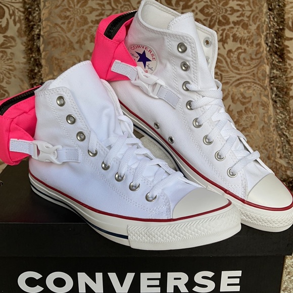 Converse CTAS Buckle Up Hi White/Neo Pink/White MN - Picture 5 of 16